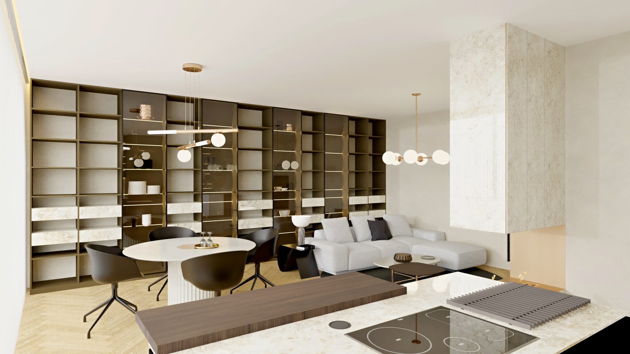 navrh interieru luxusny byt ahoj park bratislava mozego kuchyna obyvacia izba